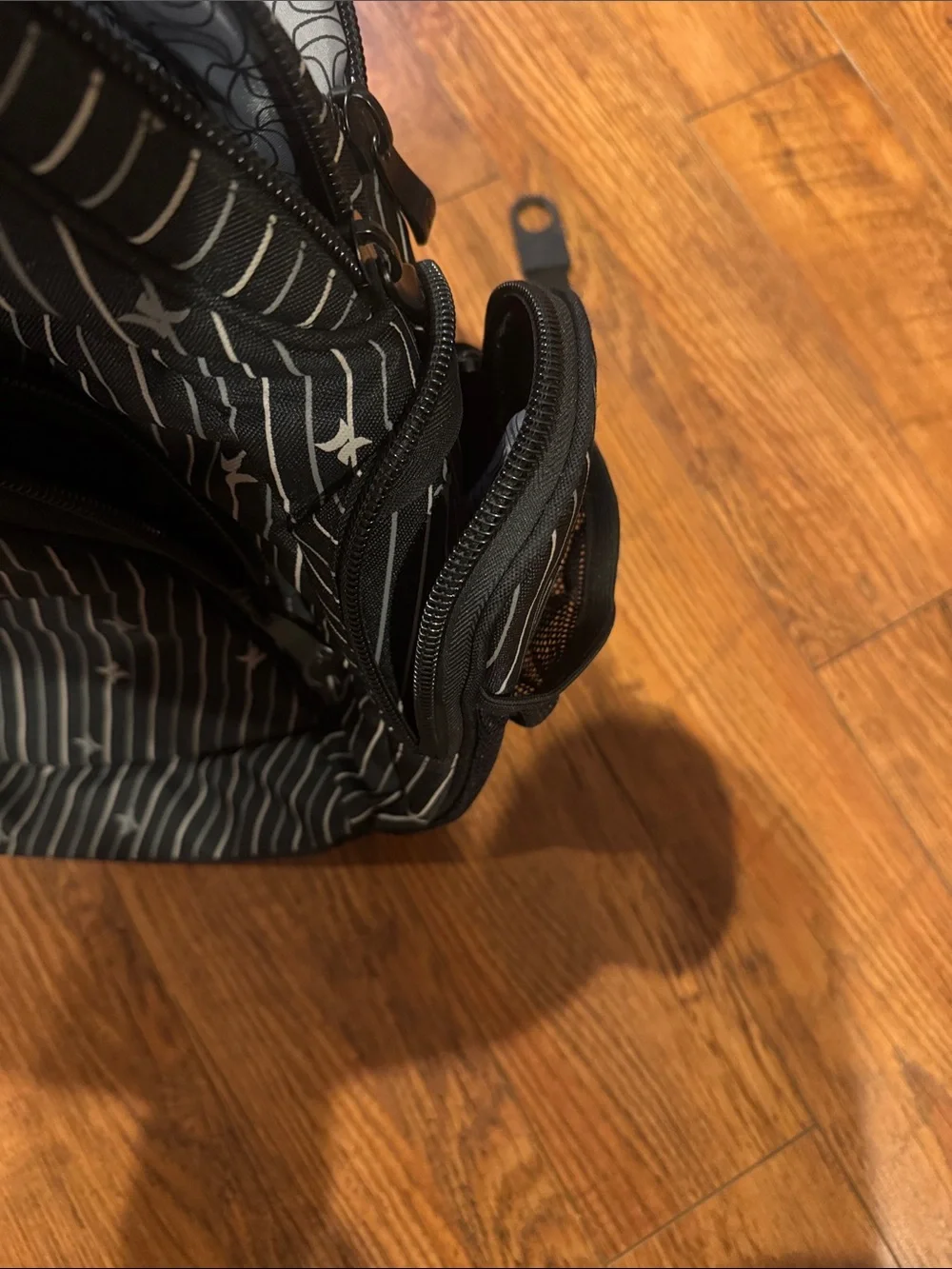 Hurley Black Backpack with White Pinstripe and Logo Accents